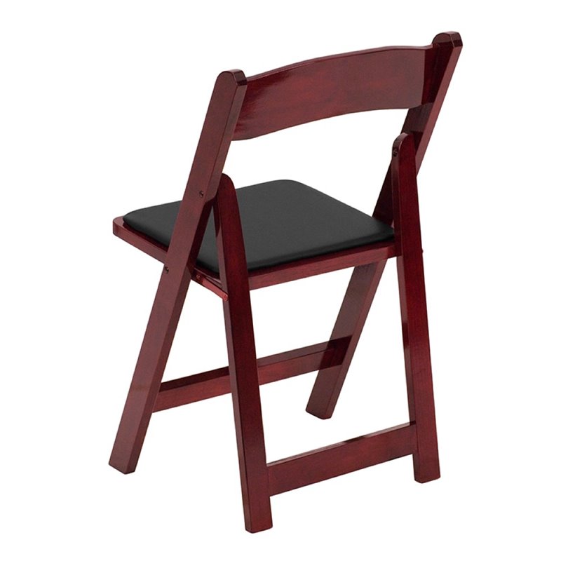 Bowery Hill Wooden Vinyl Seat Folding Chair in Mahogany (Set of 2)