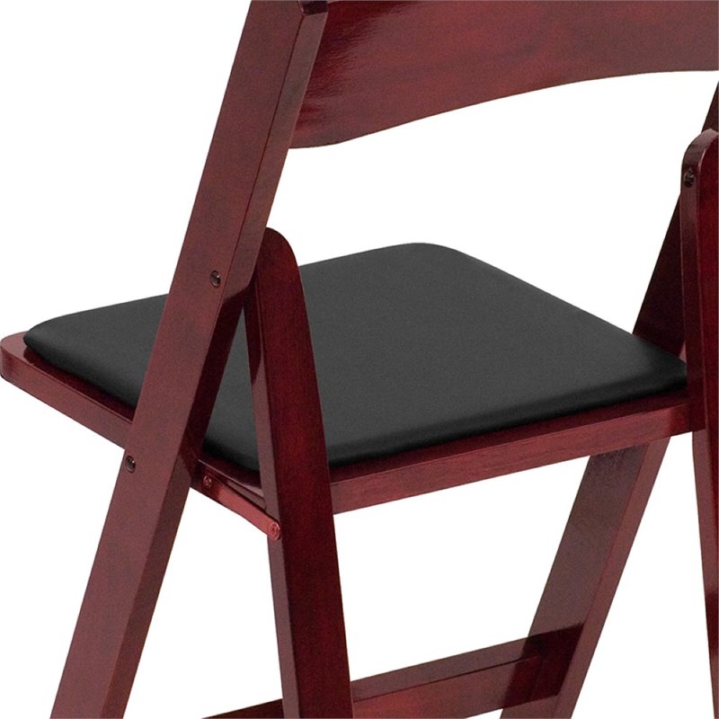 Bowery Hill Wooden Vinyl Seat Folding Chair in Mahogany (Set of 2)