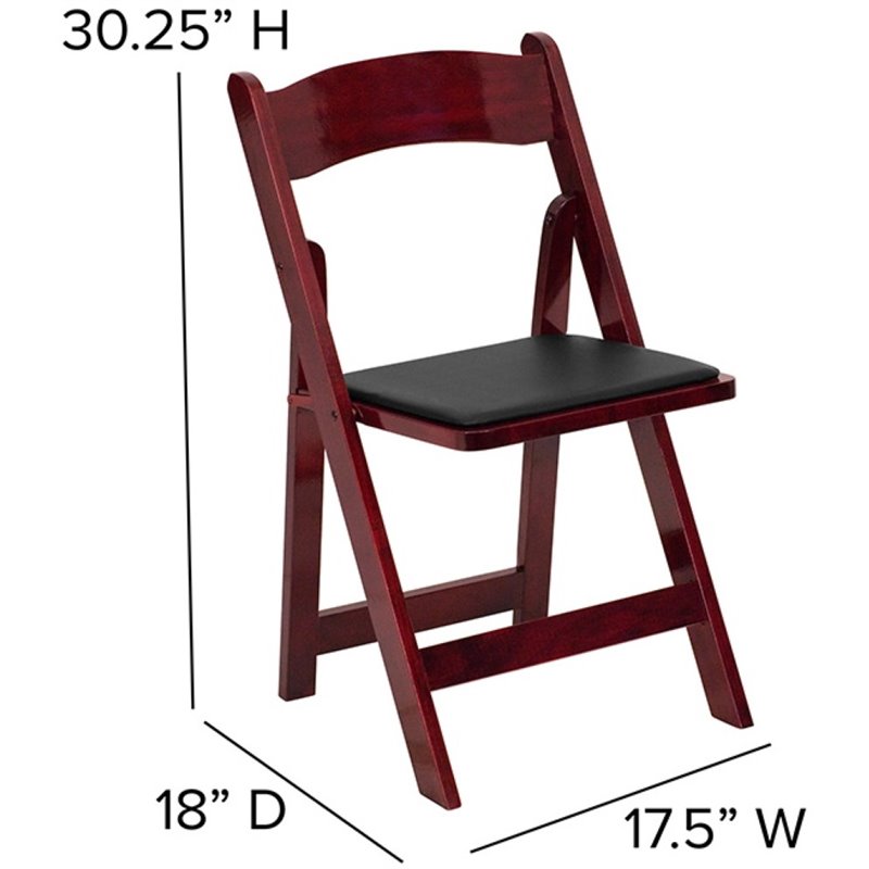 Bowery Hill Wooden Vinyl Seat Folding Chair in Mahogany (Set of 2)