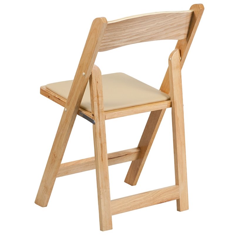 Bowery Hill Wooden Vinyl Seat Folding Chair in Natural (Set of 2)