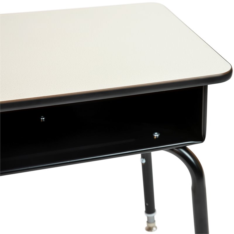 Bowery Hill Modern Open Front Laminate Top Classroom Desk in Gray