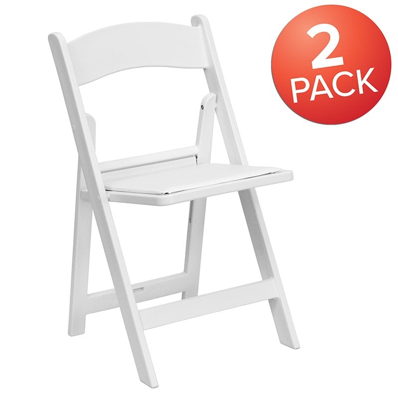 Bowery Hill Resin and Vinyl Folding Chair in White (Set of 2)