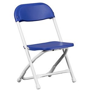 Bowery Hill Plastic and Metal Kid Folding Chair in Blue/White (Set of 2)