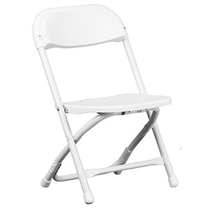 Bowery Hill Plastic and Metal Kid Folding Chair in White (Set of 2)