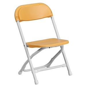 Bowery Hill Plastic and Metal Kid Folding Chair in Yellow (Set of 2)