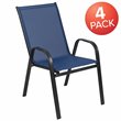 Bowery Hill Fabric & Steel Outdoor Stack Chair in Navy (Set of 4)