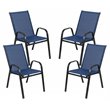 Bowery Hill Fabric & Steel Outdoor Stack Chair in Navy (Set of 4)