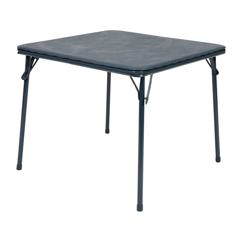 Bowery Hill 5PC Metal Kids Folding Activity Table and Chairs Set in Navy