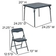 Bowery Hill 5PC Metal Kids Folding Activity Table and Chairs Set in Navy