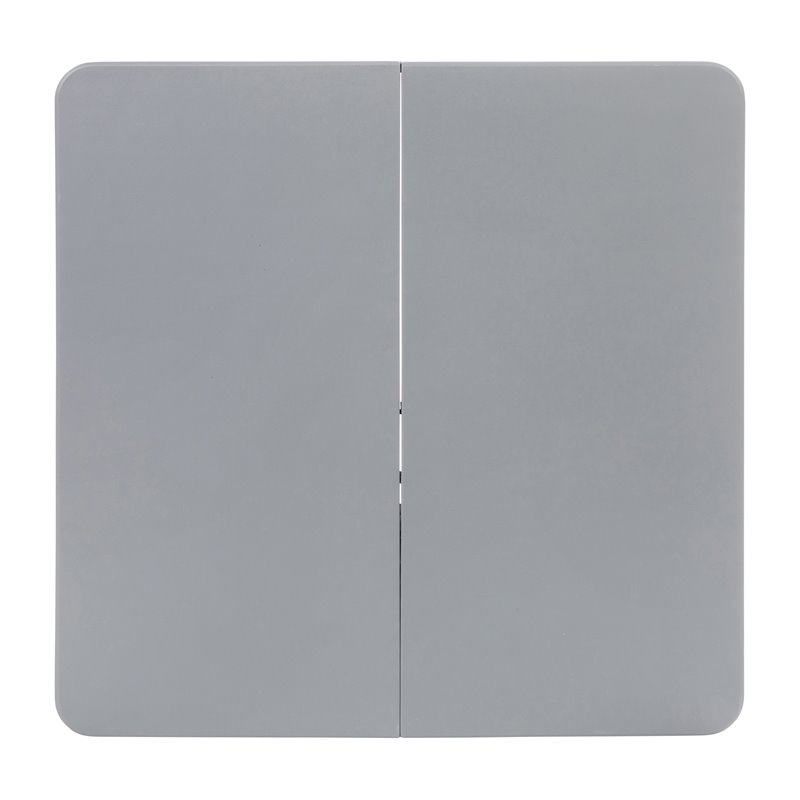 Bowery Hill Square Bi-Fold Metal Folding Table with Carrying Handle in Gray