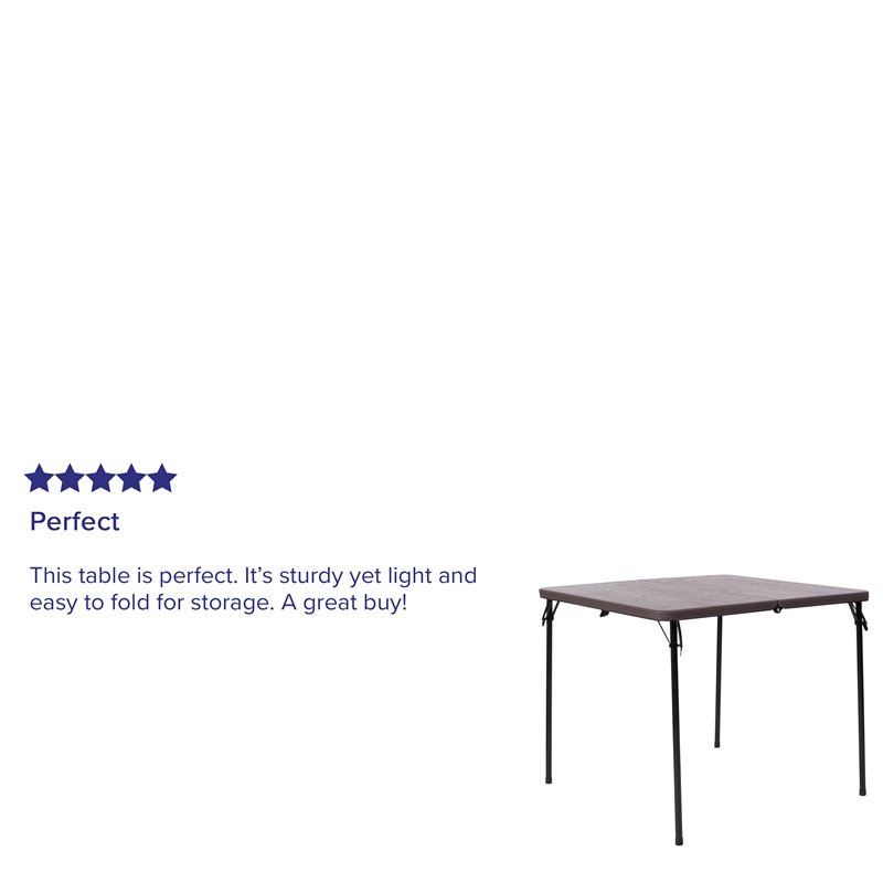 Bowery Hill Square Bi-Fold Metal Folding Table with Carrying Handle in Gray