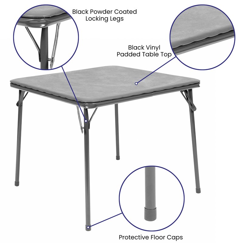 Bowery Hill 5PC Plastic Kids Folding Activity Table and Chairs Set in Gray