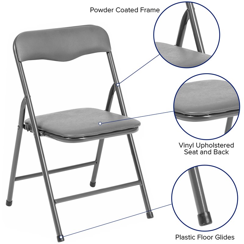 Bowery Hill 5PC Plastic Kids Folding Activity Table and Chairs Set in Gray
