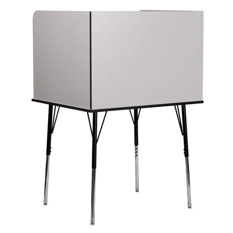 Bowery Hill Metal Stand-Alone Study Carrel w/ Height Adjustable Legs in Gray