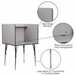 Bowery Hill Metal Stand-Alone Study Carrel w/ Height Adjustable Legs in Gray