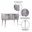 Bowery Hill Metal Stand-Alone Double Study Carrel w/ Adjustable Legs in Gray