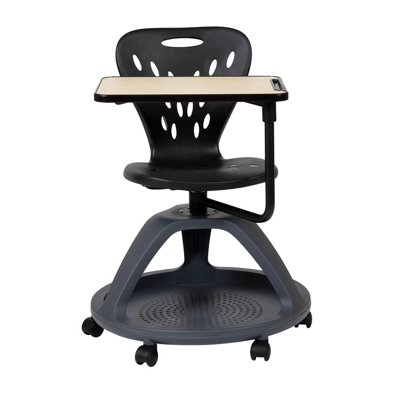 Bowery Hill 360 Degree Tablet Rotation Metal Mobile Desk Chair in Black