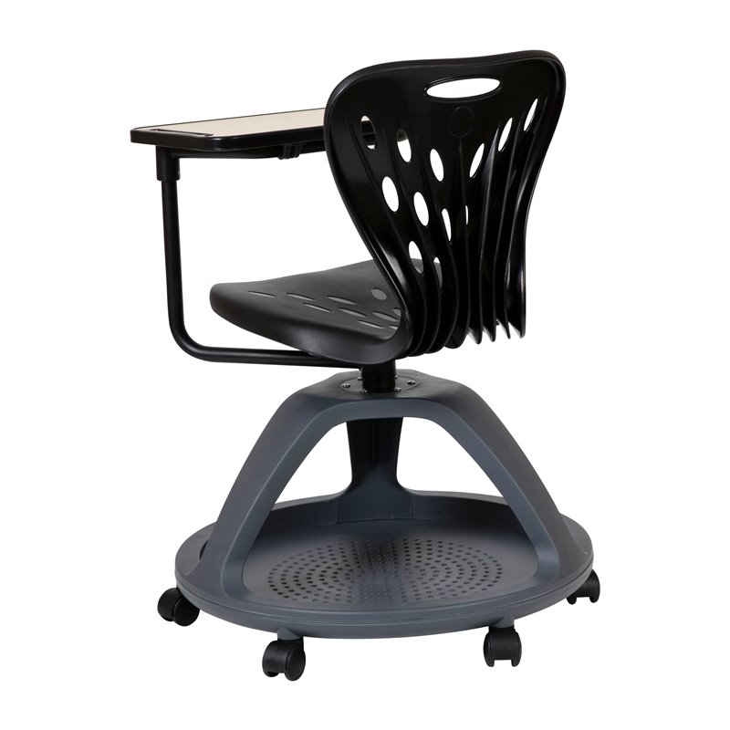 Bowery Hill 360 Degree Tablet Rotation Metal Mobile Desk Chair in Black