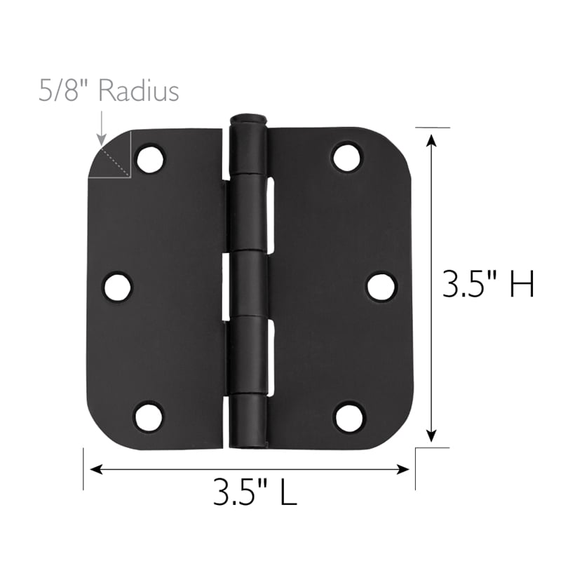 Bowery Hill Stainless Steel Door Hinge in Matte Black 3.5-Inch 3-Pack