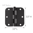 Bowery Hill Stainless Steel Door Hinge in Matte Black 3.5-Inch 3-Pack
