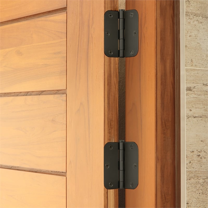 Bowery Hill Stainless Steel Door Hinge in Matte Black 3.5-Inch 3-Pack