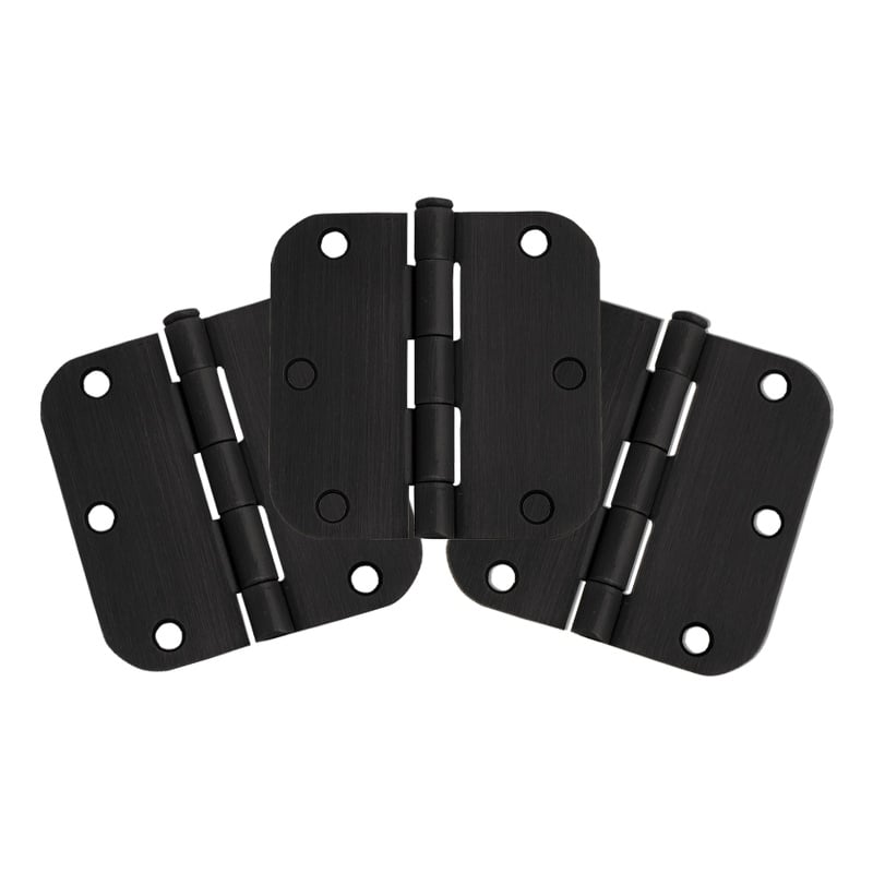 Bowery Hill Stainless Steel Door Hinge in Matte Black 3.5-Inch 3-Pack