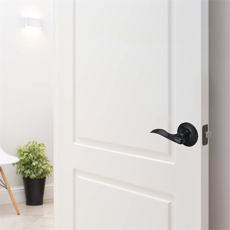 Bowery Hill Contemporary Brass Privacy Door Lever in Matte Black