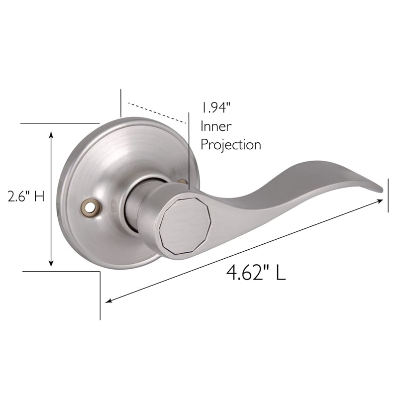 Bowery Hill Modern Brass Dummy Door Lever in Satin Nickel/Silver