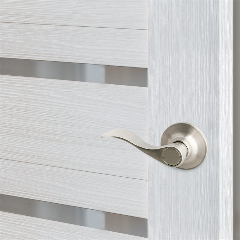 Bowery Hill Modern Brass Dummy Door Lever in Satin Nickel/Silver