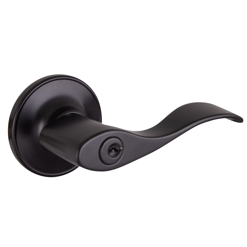 Bowery Hill Modern Keyed Brass Entry Door Handle in Matte Black