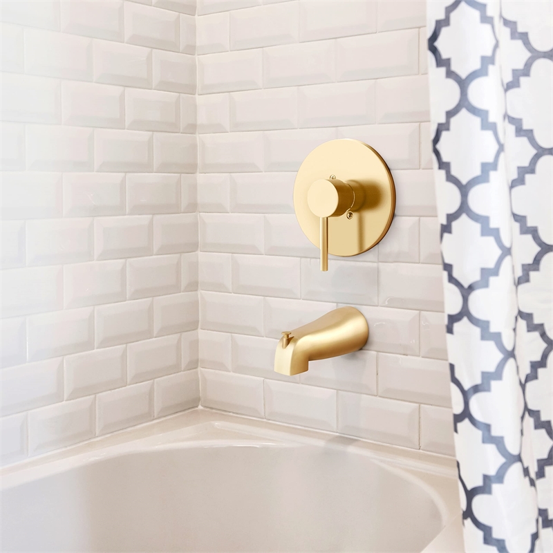 Bowery Hill Stainless Steel Tub Diverter Spout in Satin Gold