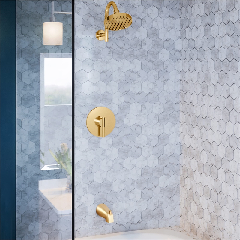 Bowery Hill Stainless Steel Tub Diverter Spout in Satin Gold