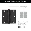 Bowery Hill Square Corner Door Hinge in Matte Black 3.5 Inch 10 Pack