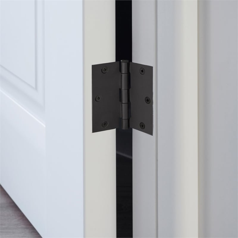 Bowery Hill Square Corner Door Hinge in Matte Black 3.5 Inch 10 Pack