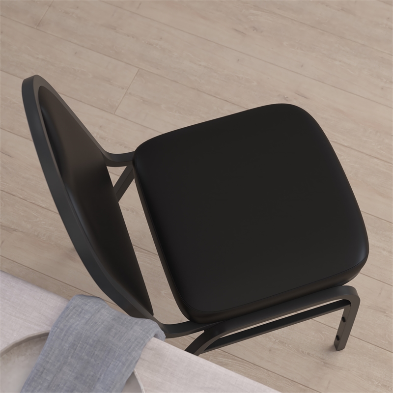 Bowery Hill Contemporary Vinyl Stacking Banquet Chair in Black