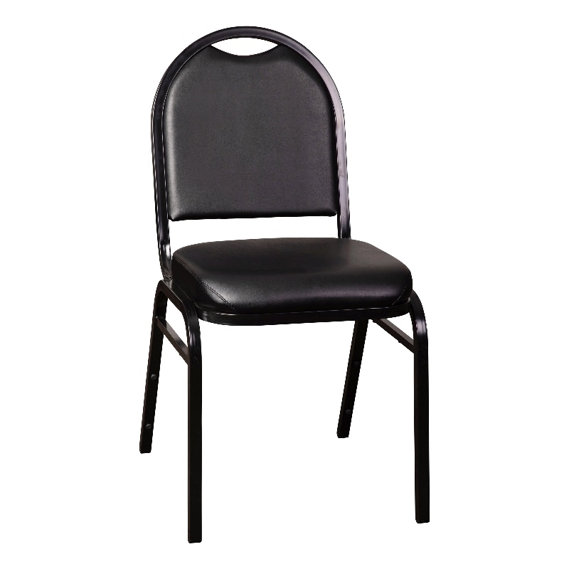 Bowery Hill Contemporary Vinyl Stacking Banquet Chair in Black