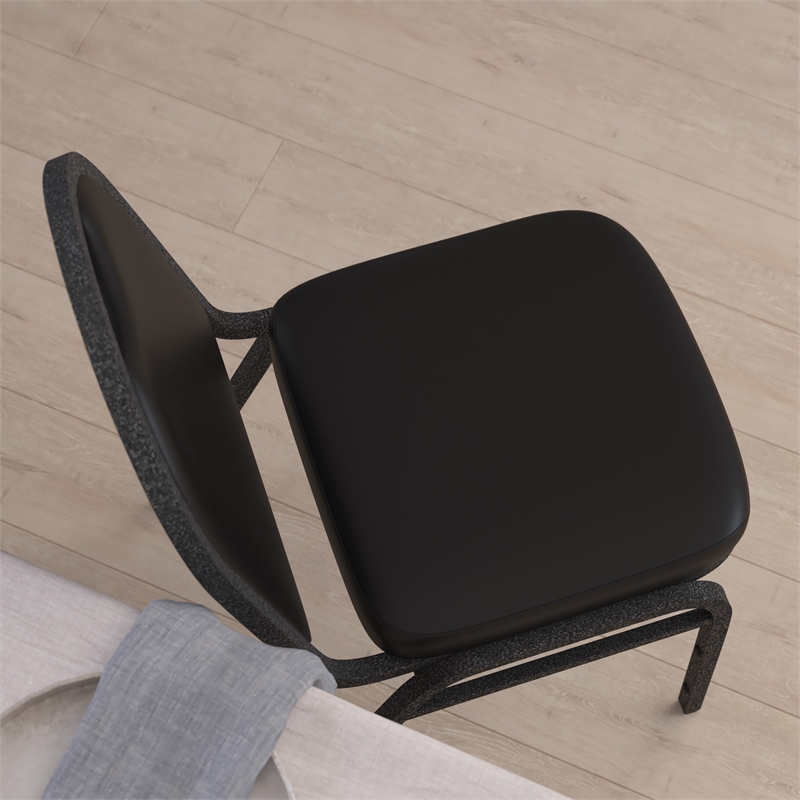 Bowery Hill Modern Vinyl Stacking Banquet Chair in Black/Silver