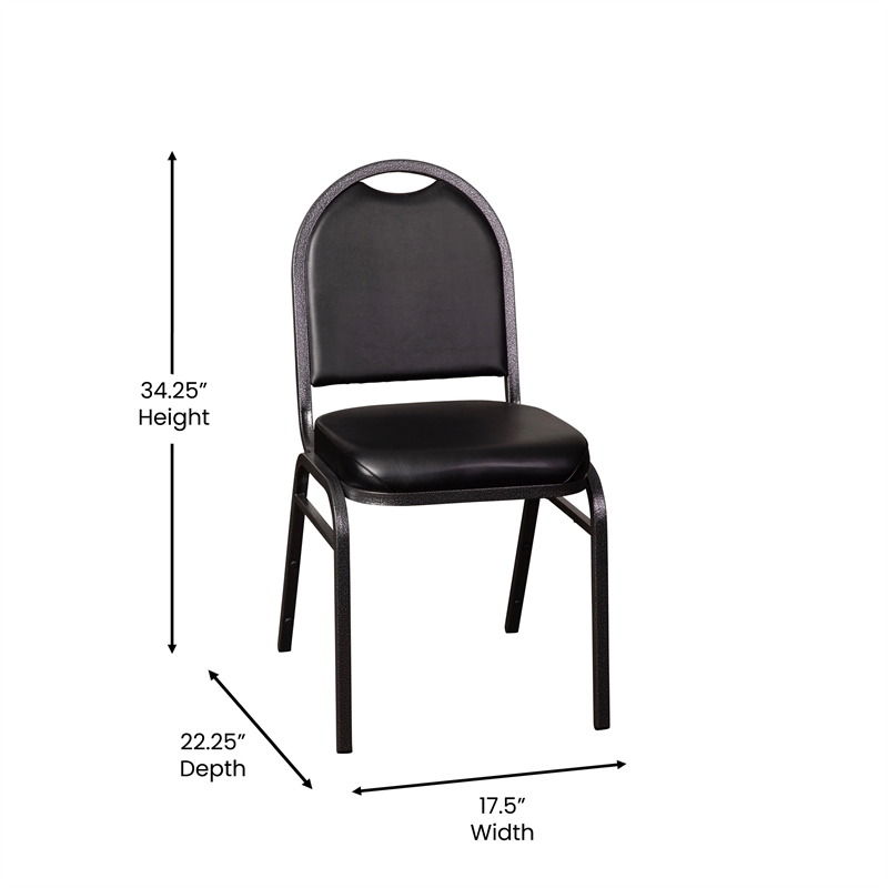 Bowery Hill Modern Vinyl Stacking Banquet Chair in Black/Silver