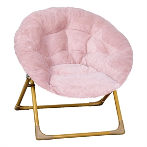 Bowery Hill Fabric Kids Folding Saucer Chair in Blush Pink/Soft Gold