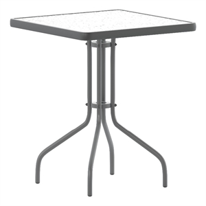 Bowery Hill 23.5&quot Square Metal Table with Glass Top in Silver