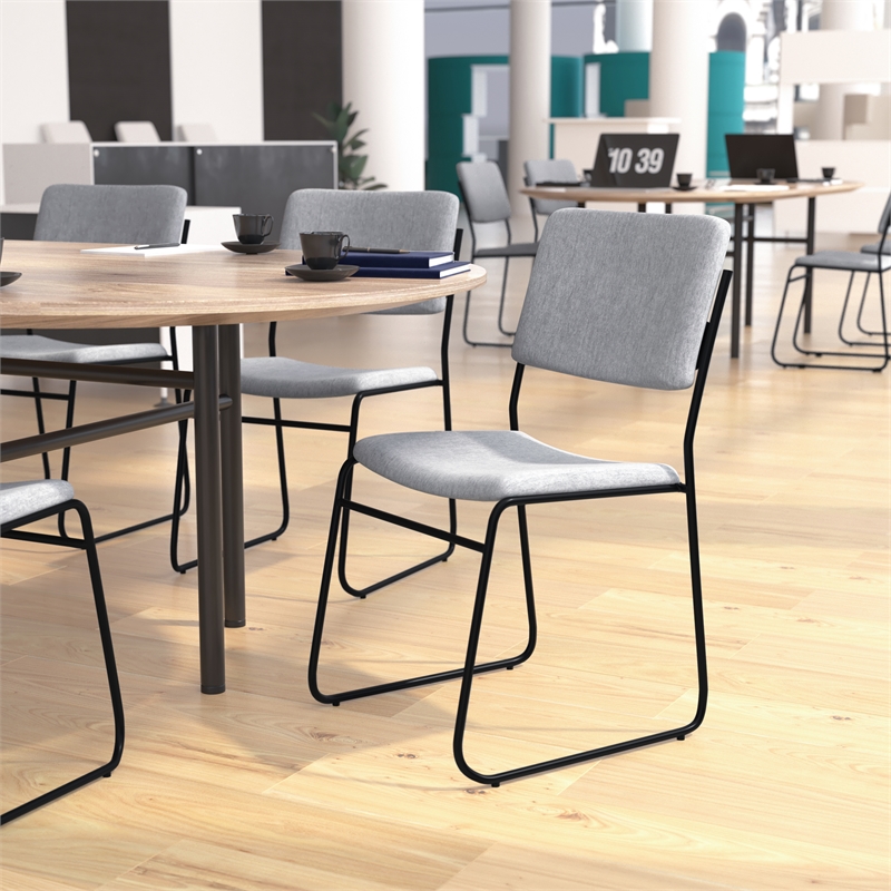 Bowery Hill Contemporary Fabric Stacking Chair in Gray/Black
