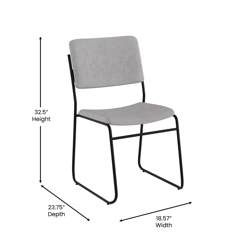 Bowery Hill Contemporary Fabric Stacking Chair in Gray/Black
