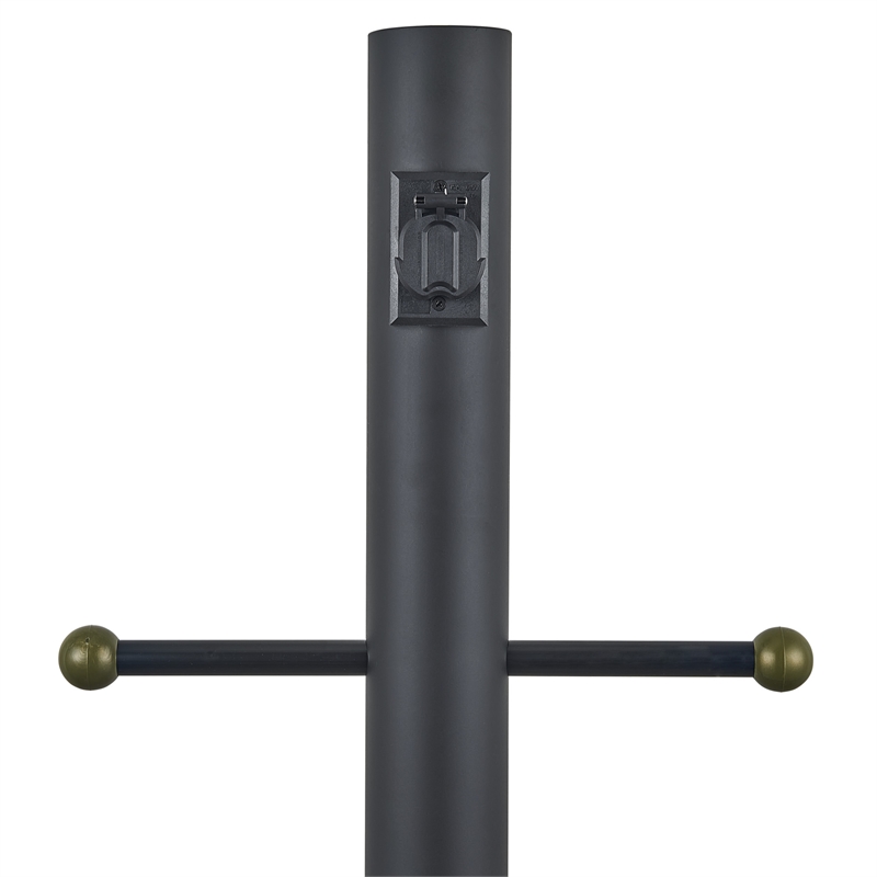 Bowery Hill Black Stainless Steel Lamp Post with Outlet and Photo Eye