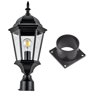 Bowery Hill Pier Base and Oak Creek Outdoor Aluminum Post Top Light in Black