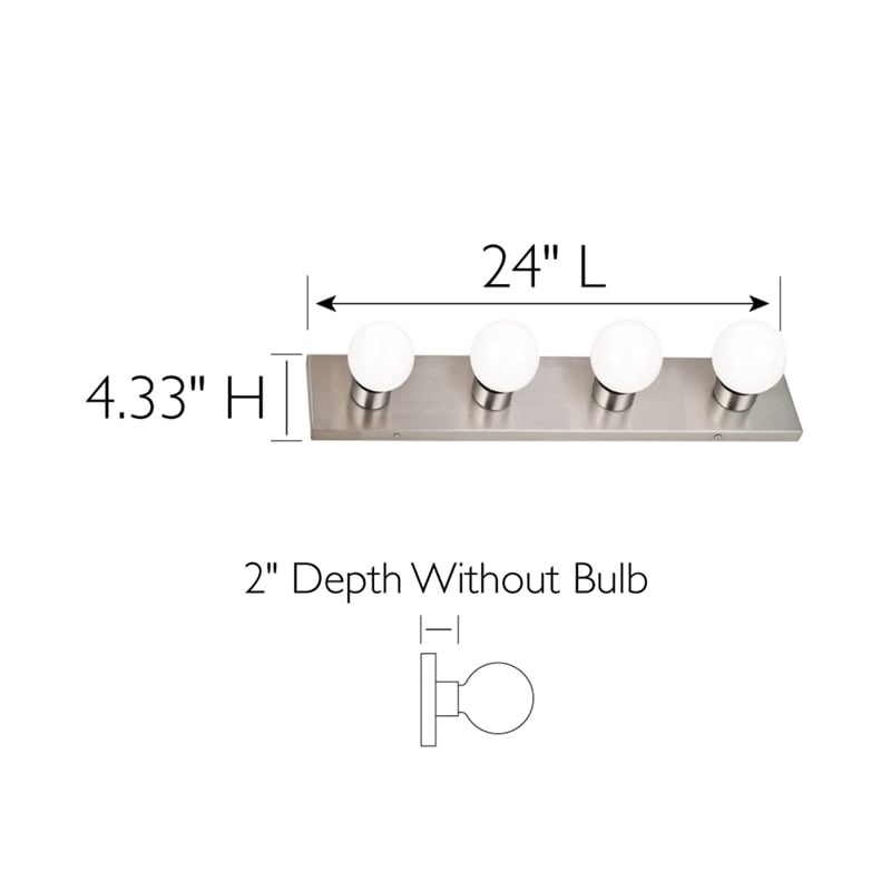 Bowery Hill Stainless Steel Vanity Light in Satin Nickel 4 Light