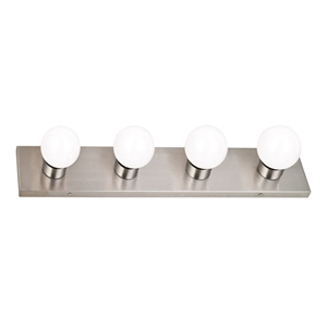 Bowery Hill Stainless Steel Vanity Light in Satin Nickel 4 Light