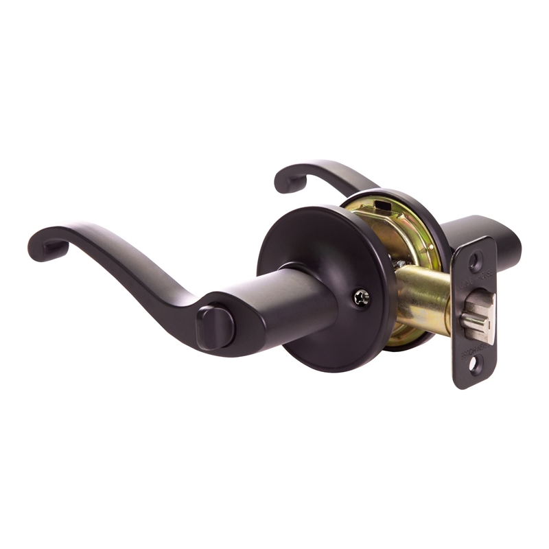 Bowery Hill Scroll Brass Keyed Entry Door Knob in Matte Black
