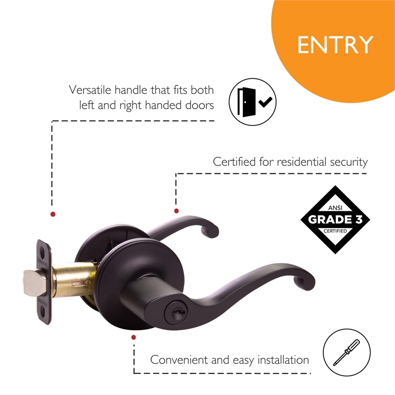 Bowery Hill Scroll Brass Keyed Entry Door Knob in Matte Black