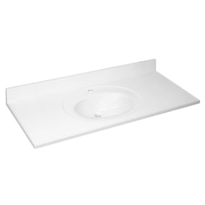 Bowery Hill 49x22&quot Traditional Marble Single Bowl Vanity Top in Solid White