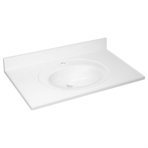 Bowery Hill 37x22&quot Traditional Marble Single Bowl Vanity Top in Solid White